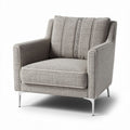 Grijze fauteuil met gestepte rugleuning en houten poten 85 x 85 x 85cm