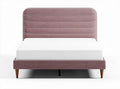 Gestoffeerd bed met hoofdbord van textiel in lichtroze 200 x 160 x 100cm