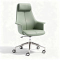 Leren bureaustoel met verstelbare rugleuning en hoofdsteun in groen 70 x 70 x 110cm
