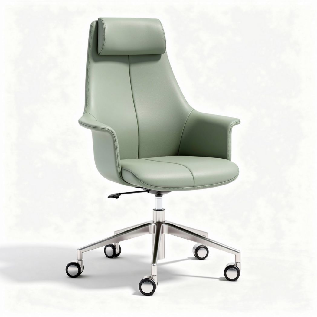 Leren bureaustoel met verstelbare rugleuning en hoofdsteun in groen 70 x 70 x 110cm