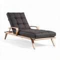 Houten ligstoel met verstelbare rugleuning en zwart kussen 100 x 70 x 80cm