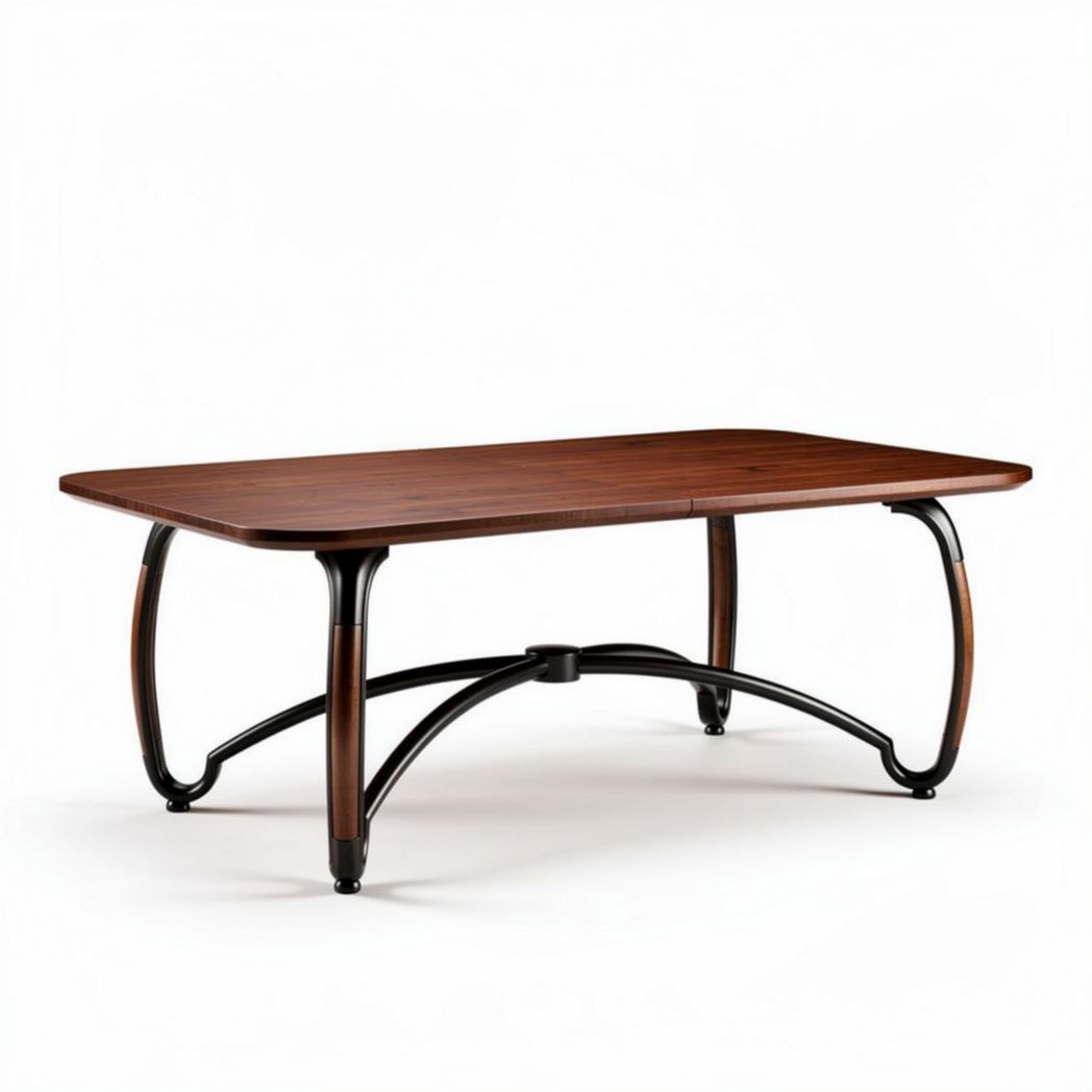 Eettafel van hout met metalen poten 120 x 80 x 45cm bruin zwart
