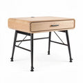 Houten bureau met lade en metalen poten 60 x 50 x 45cm zwart en naturel