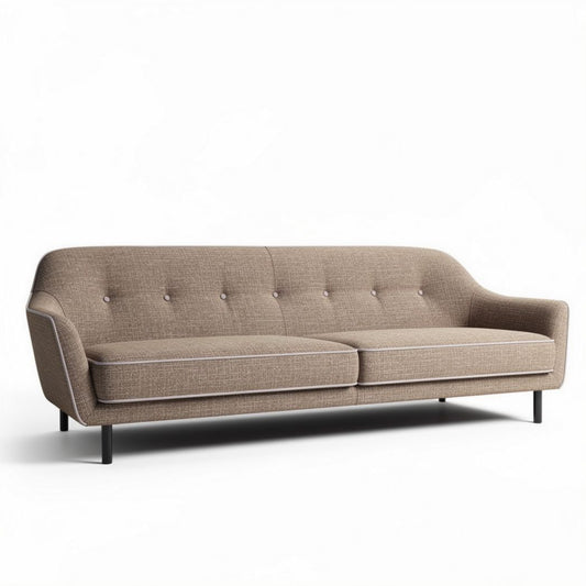 Bank van stof met een afmeting van 200 x 80 x 85 cm in bruin