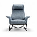 Stoel met stoffen bekleding in lichtblauw en zwart metalen frame 80 x 75 x 100cm