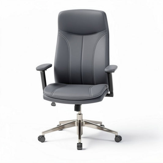 Ergonomische bureaustoel met verstelbare armleuningen en kunstleer antraciet 45 x 60 x 110cm
