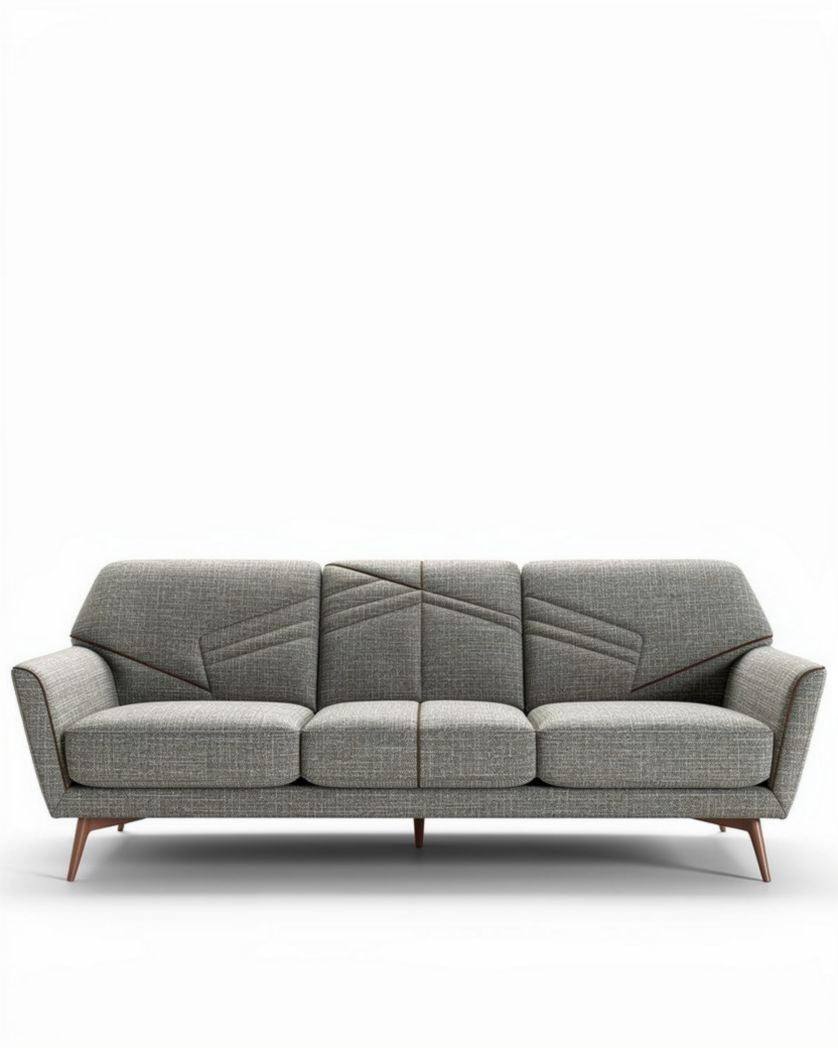 Grijs stoffen bank met geometrisch patroon 200 x 90 x 85 cm